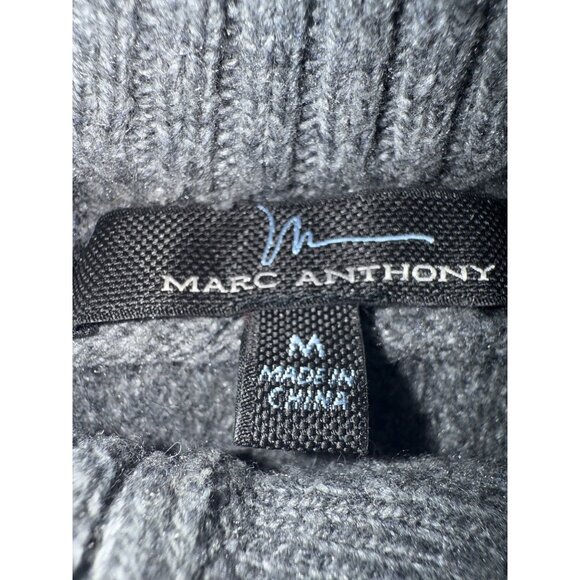 Marc Anthony Mens Grey Pullover Sweater Medium Cotton/Nylon Blend Ribbed Hem & C - Picture 5 of 7